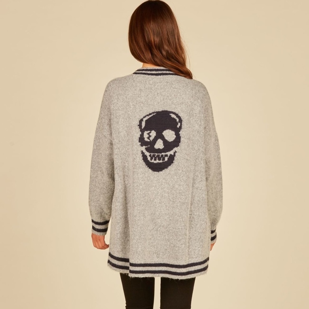 Vintage Havana Skull Cardigan Sweater medium